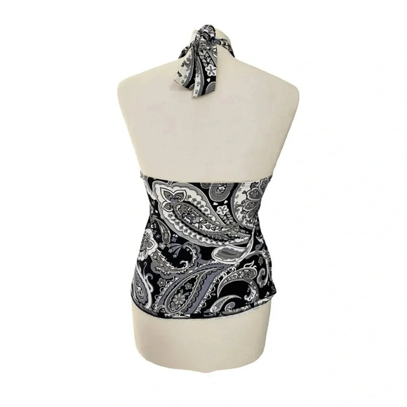Land’s End || Halter Paisley Tankini Top Swimsuit Padded Bra Size 4 - Picture 4 of 5